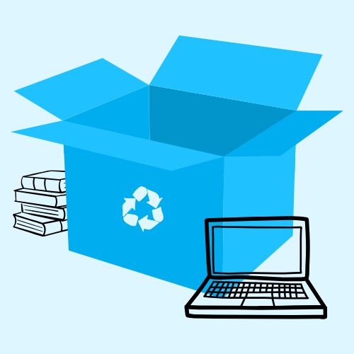 Box of books and laptops to be donated